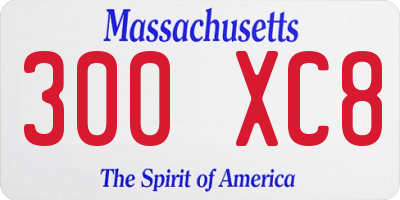 MA license plate 300XC8