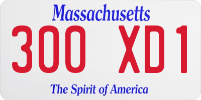 MA license plate 300XD1