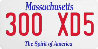 MA license plate 300XD5