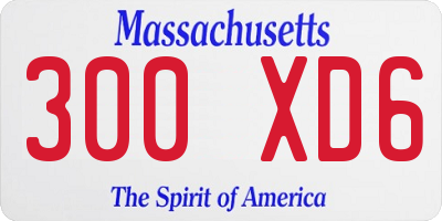 MA license plate 300XD6