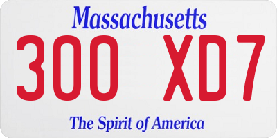 MA license plate 300XD7