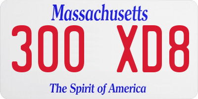 MA license plate 300XD8