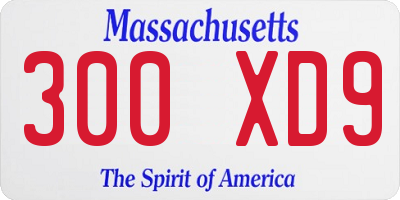 MA license plate 300XD9