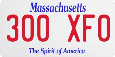 MA license plate 300XF0
