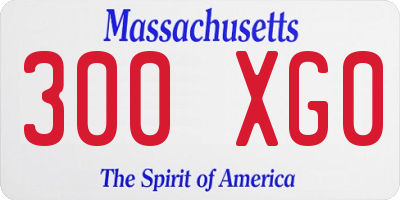 MA license plate 300XG0