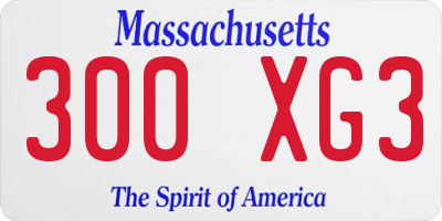 MA license plate 300XG3