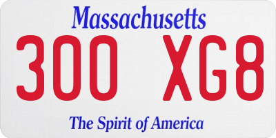 MA license plate 300XG8
