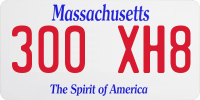 MA license plate 300XH8