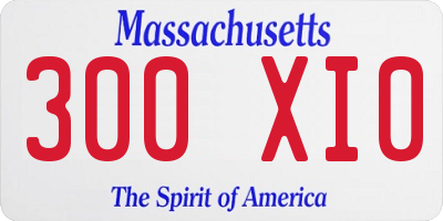 MA license plate 300XI0