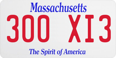 MA license plate 300XI3