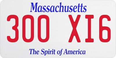 MA license plate 300XI6