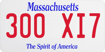 MA license plate 300XI7