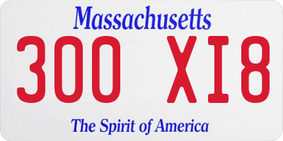 MA license plate 300XI8