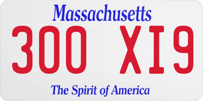 MA license plate 300XI9