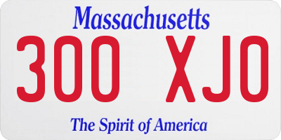 MA license plate 300XJ0