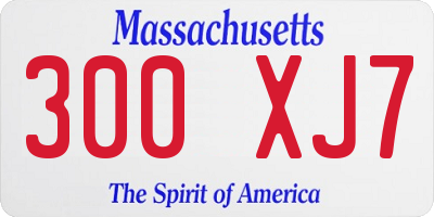 MA license plate 300XJ7