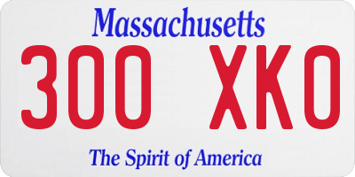 MA license plate 300XK0