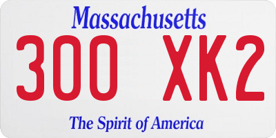 MA license plate 300XK2