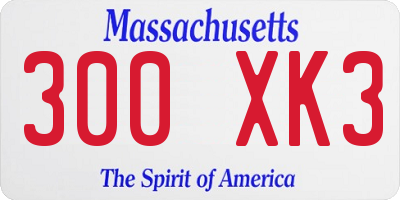 MA license plate 300XK3