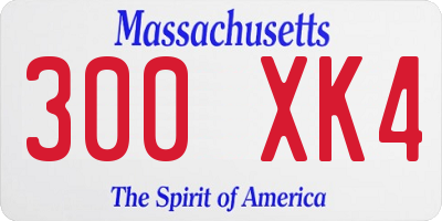 MA license plate 300XK4