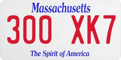 MA license plate 300XK7