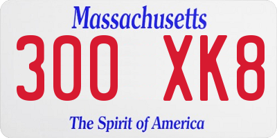 MA license plate 300XK8