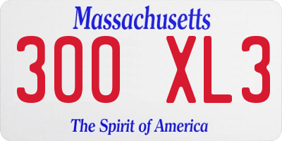 MA license plate 300XL3