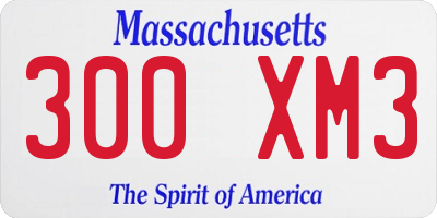 MA license plate 300XM3