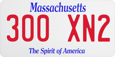 MA license plate 300XN2