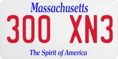 MA license plate 300XN3