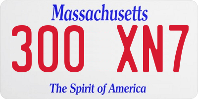 MA license plate 300XN7