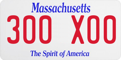 MA license plate 300XO0