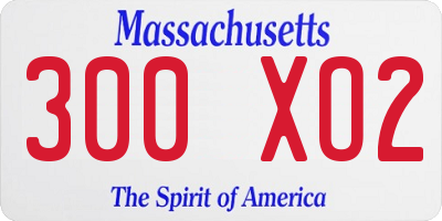 MA license plate 300XO2