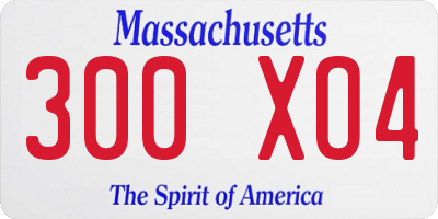 MA license plate 300XO4
