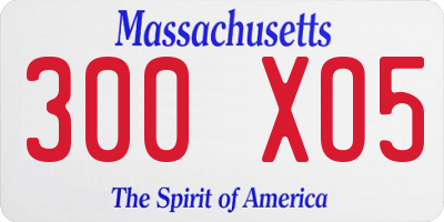 MA license plate 300XO5