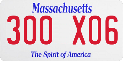 MA license plate 300XO6