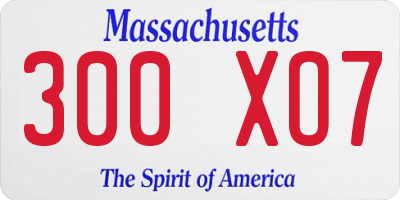 MA license plate 300XO7