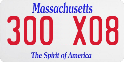 MA license plate 300XO8
