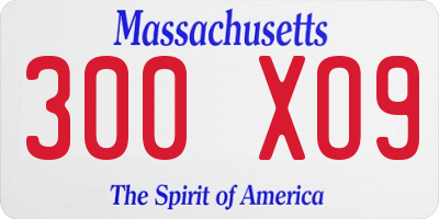 MA license plate 300XO9