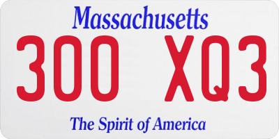 MA license plate 300XQ3