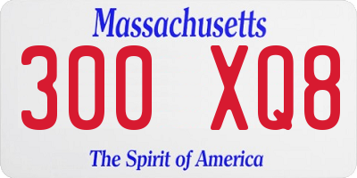 MA license plate 300XQ8