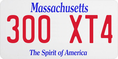 MA license plate 300XT4