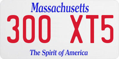 MA license plate 300XT5