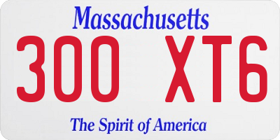 MA license plate 300XT6