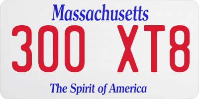 MA license plate 300XT8