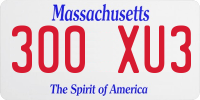 MA license plate 300XU3