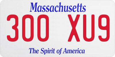MA license plate 300XU9