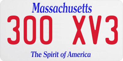 MA license plate 300XV3