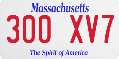 MA license plate 300XV7