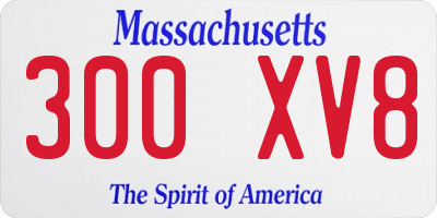 MA license plate 300XV8